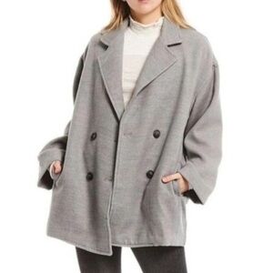 Free People Hannah Long Sleeve Grey Slouchy Blazer Double Breasted Jacket Coat